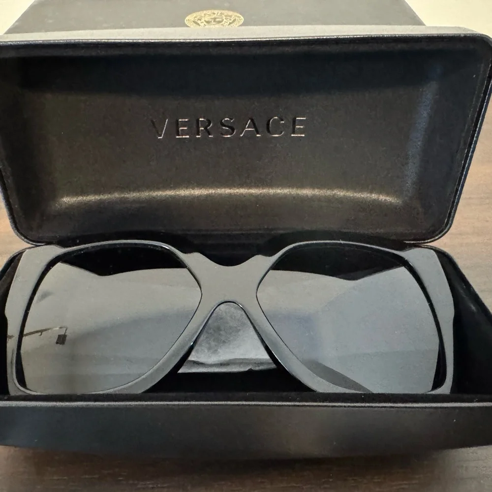 Versace Black Sunglasses with Gold Detail - Picture 8 of 12